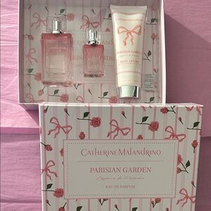 Catherine Malandrino Parisian Garden Moisturizer & Body Oil Set - Pink and White